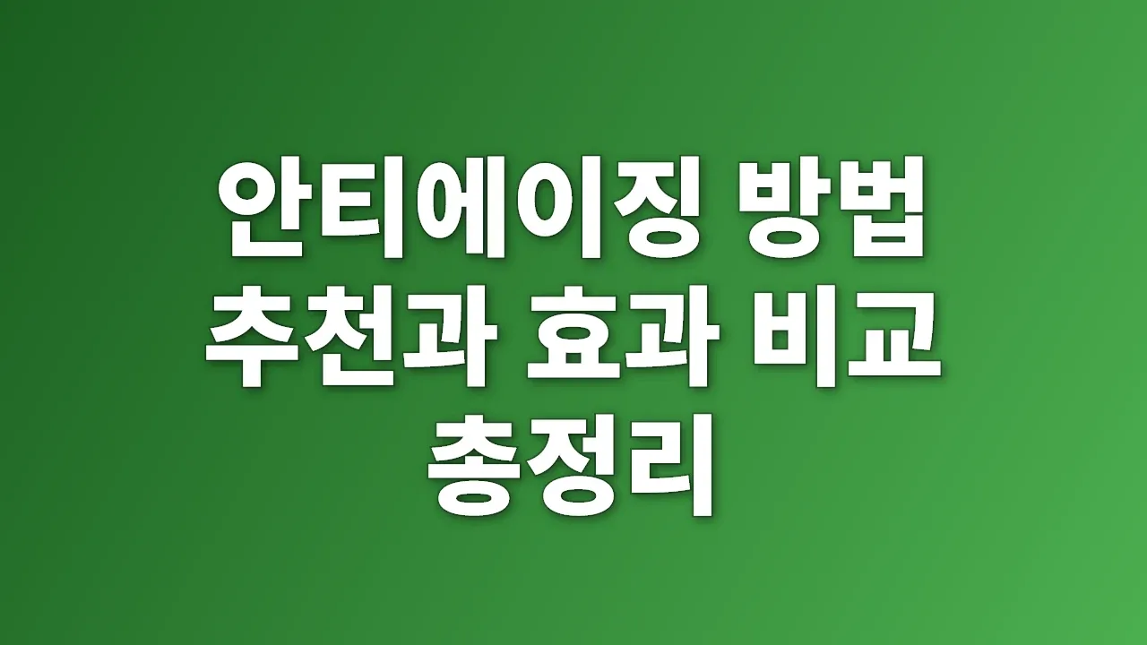 안티에이징 방법 추천과 효과 비교 총정리